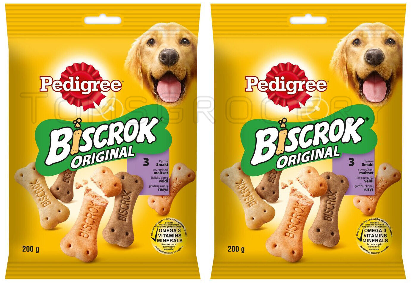 2 PEDIGREE BISCROK ORIGINAL Dog Treats Biscuits with Vitamins & Minerals 200g