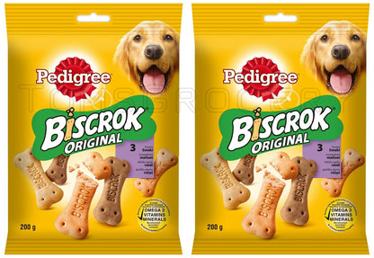 2 PEDIGREE BISCROK ORIGINAL Dog Treats Biscuits with Vitamins & Minerals 200g