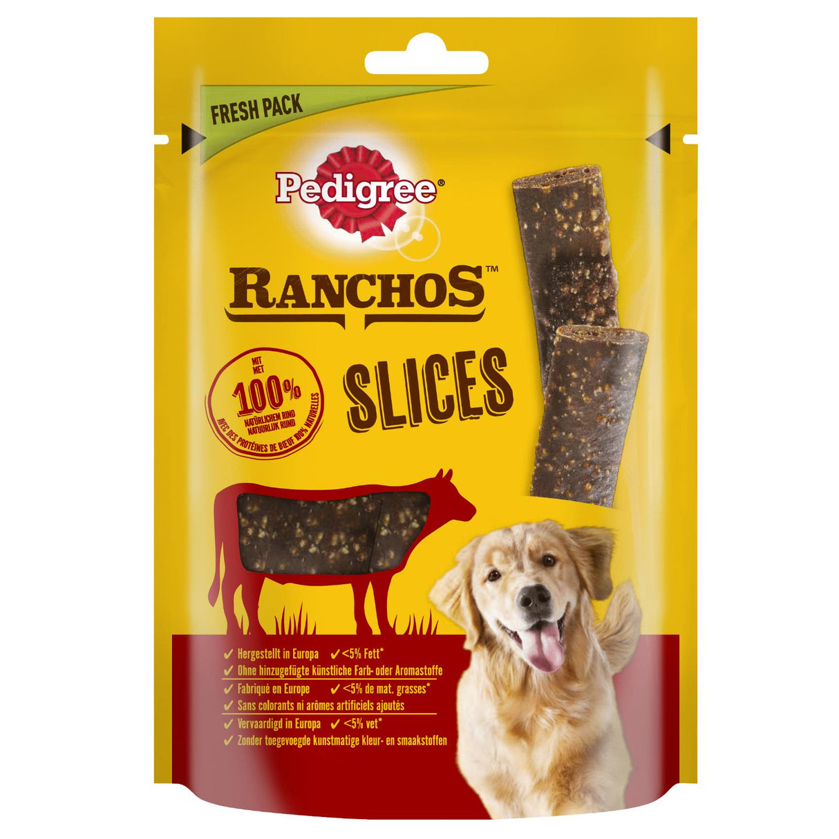 PEDIGREE RANCHOS BEEF SLICES Natural Dog Treats Chews 5x 60g 2.1oz