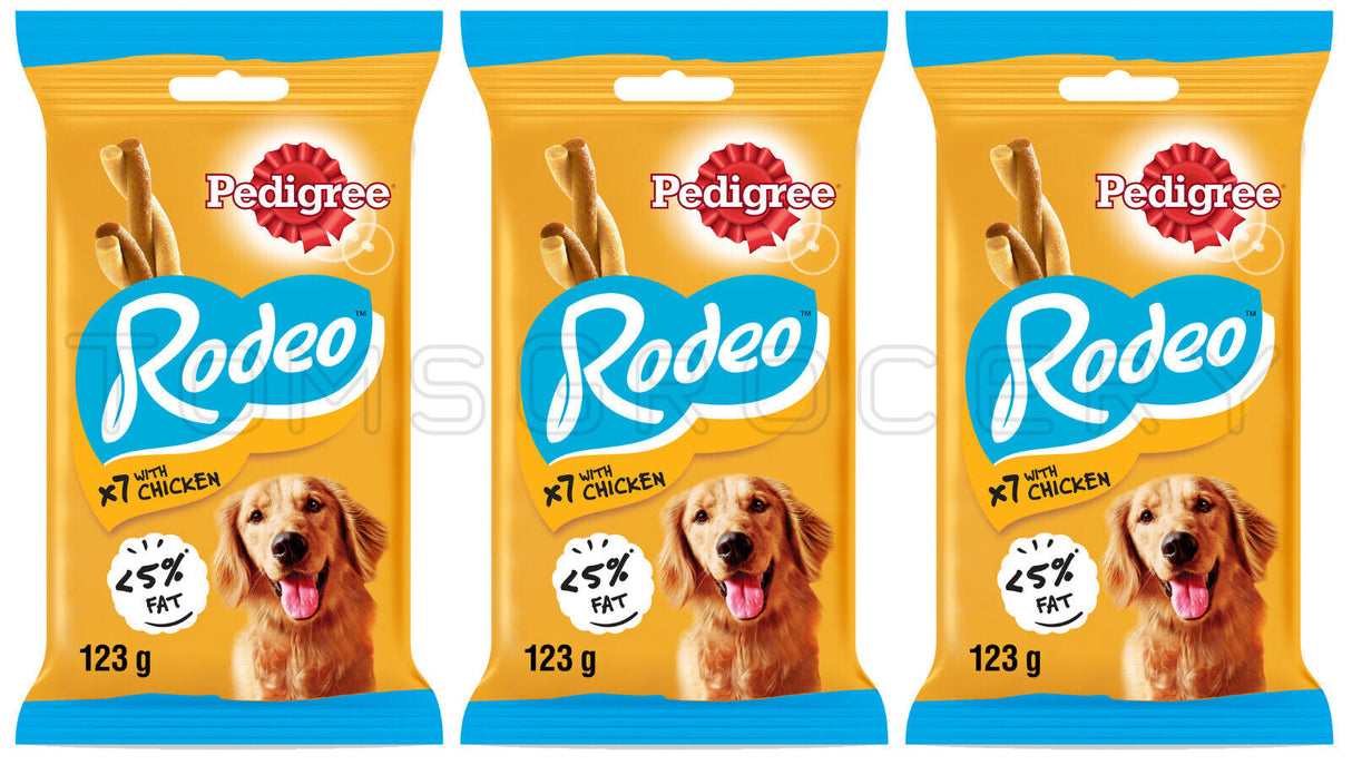 PEDIGREE RODEO CHICKEN STICKS Dog Treats Chews with Vitamins & Minerals 3x 123g