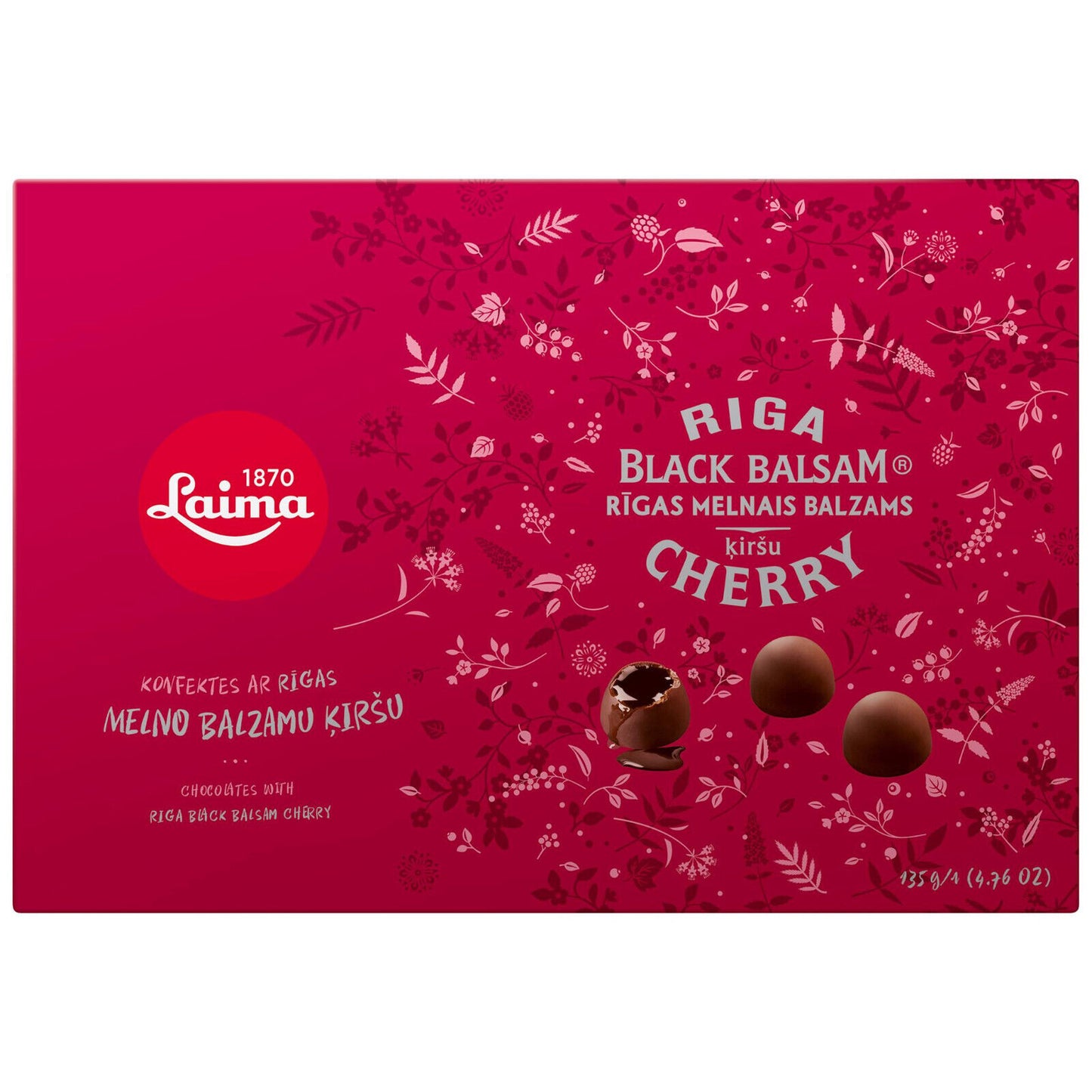 RIGA BLACK BALSAM CHERRY Liqueur Filled Chocolate Candies Sweets Gift Box 135g