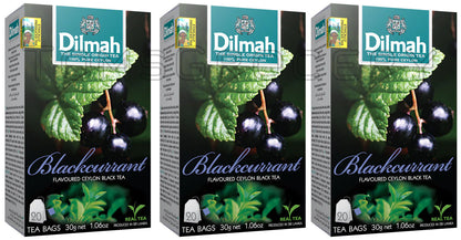 3 DILMAH BLACKCURRANT Flavor Ceylon Black Tea Sri Lanka Origin (60 servings)