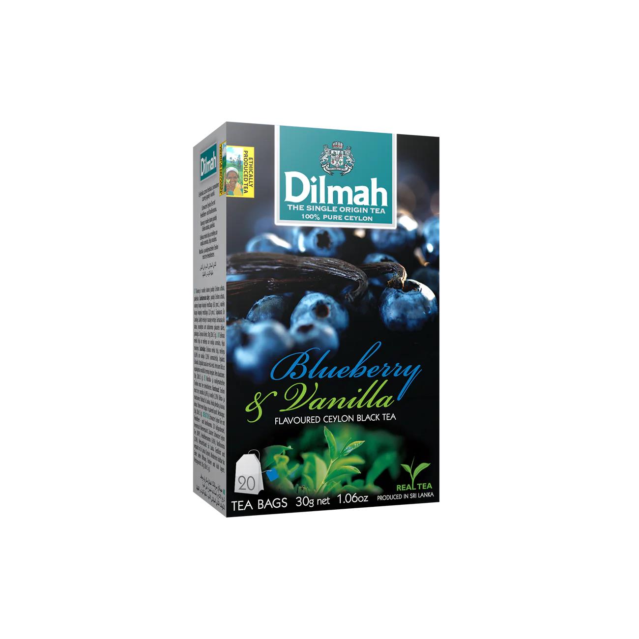 3 DILMAH BLUEBERRY & VANILLA Flavor Ceylon Black Tea Sri Lanka (60 servings)