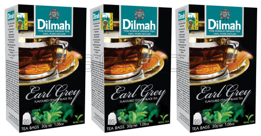 3 DILMAH EARL GREY Flavor Ceylon Black Tea Sri Lanka Origin (60 servings)
