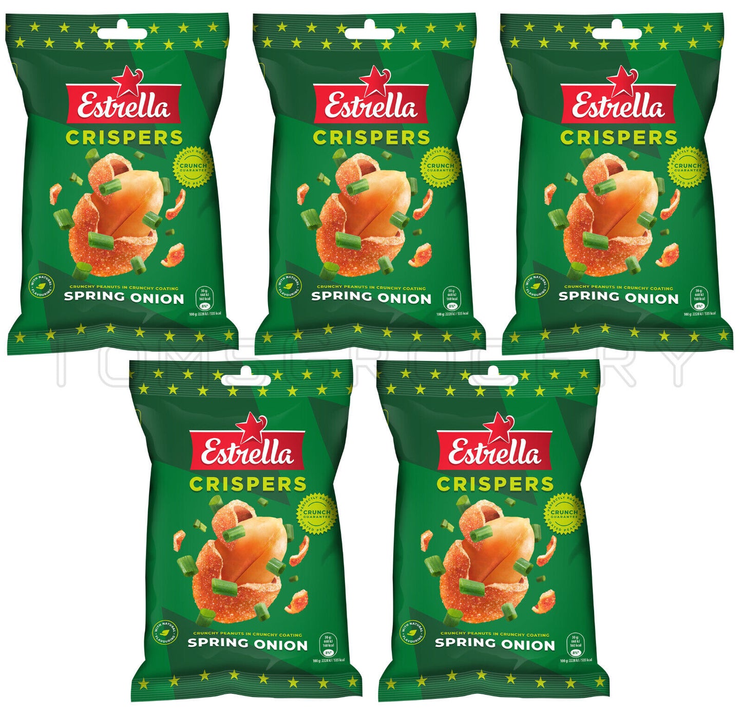 5 ESTRELLA CRISPERS SPRING ONION Flavor Crunchy Coated Peanuts Snacks 140g