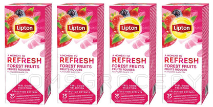 4 LIPTON REFRESH FOREST FRUITS Flavor Black Tea Boxes (100 servings)