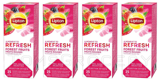 4 LIPTON REFRESH FOREST FRUITS Flavor Black Tea Boxes (100 servings)