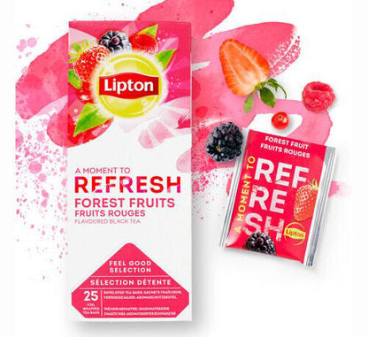 4 LIPTON REFRESH FOREST FRUITS Flavor Black Tea Boxes (100 servings)
