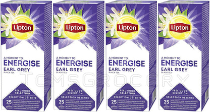 4 LIPTON ENERGISE EARL GREY Black Tea Boxes (100 servings)