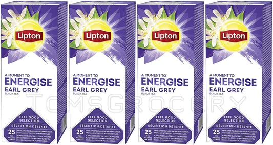 4 LIPTON ENERGISE EARL GREY Black Tea Boxes (100 servings)