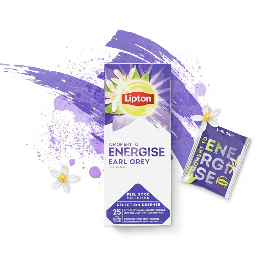 4 LIPTON ENERGISE EARL GREY Black Tea Boxes (100 servings)
