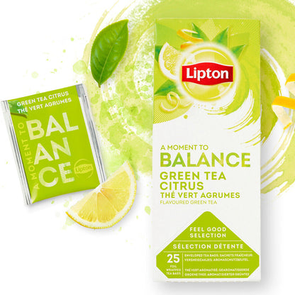 4 LIPTON BALANCE GREEN TEA CITRUS Flavor Tea Boxes (100 servings)