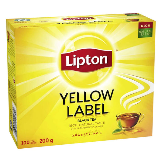 LIPTON YELLOW LABEL 100 TEABAGS Box Rich Natural Black Tea