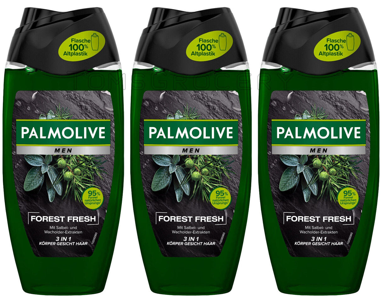 3 PALMOLIVE MEN FOREST FRESH 3in1 Shampoo Shower Gel Sage & Juniper 500ml