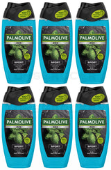 6 PALMOLIVE MEN SPORT 3in1 Shampoo Shower Gel Mint & Cedar Leaf Oils 250ml