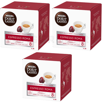 3 NESCAFE ESPRESSO ROMA VIVACE Dolce Gusto Coffee Capsules Pods Boxes New