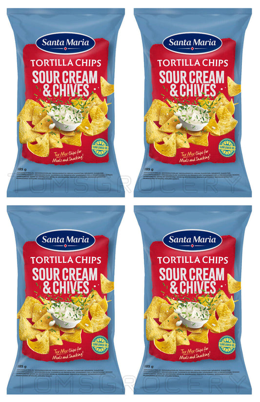 4 SANTA MARIA SOUR CREAM & CHIVES Flavor Tortilla Chips European Snacks 185g