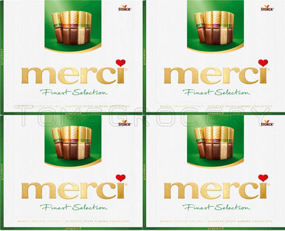 4 MERCI CRUHCY ALMOMD CHOCOLATE ASSORTMENT Gourmet Selection German Sweets 250g