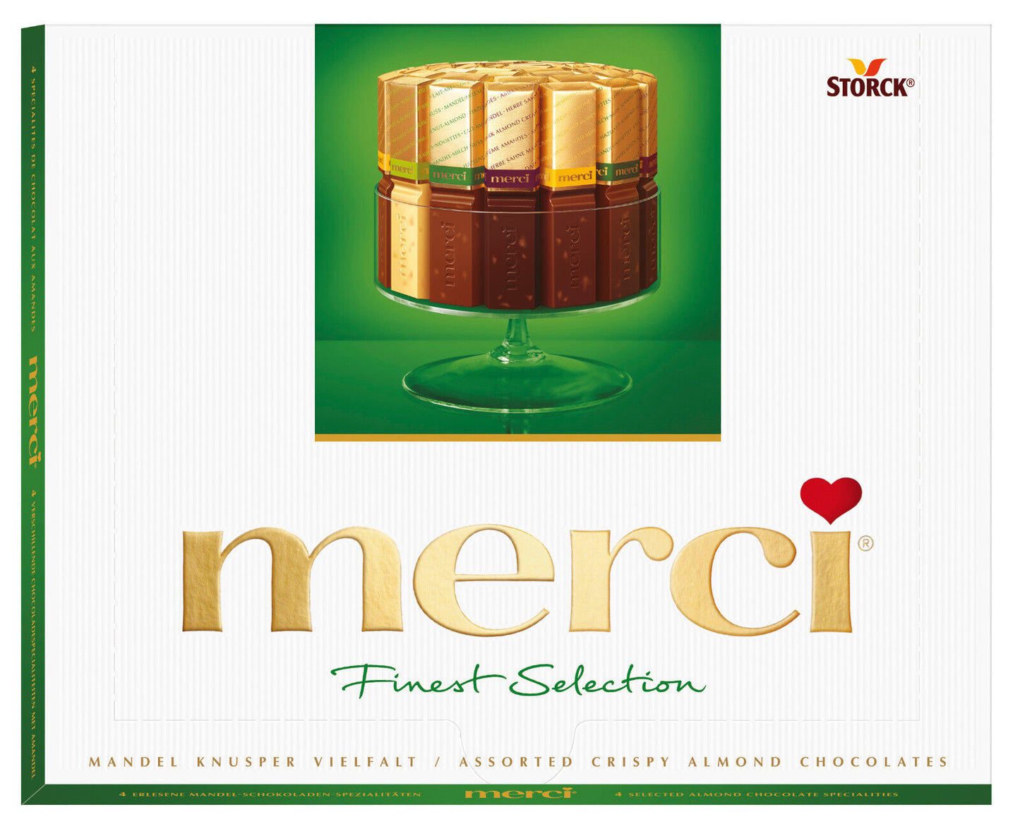 4 MERCI CRUHCY ALMOMD CHOCOLATE ASSORTMENT Gourmet Selection German Sweets 250g