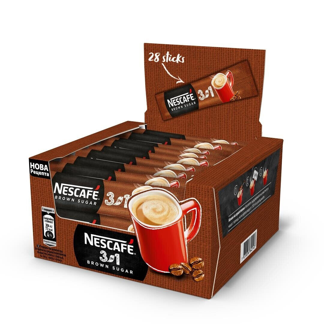 3 NESCAFE BROWN SUGAR 3in1 Instant Coffee 28 Sticks Boxes