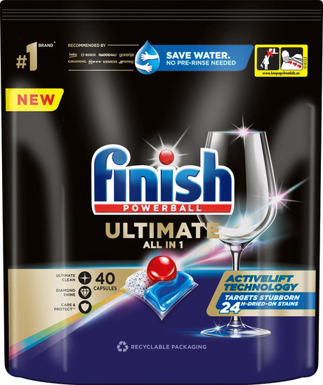 FINISH POWERBALL ULTIMATE 40 All in 1 Dishwasher Capsules