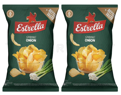 ESTRELLA SPRING ONION Flavor Potato Chips Crisps European Snacks 2x 130g 4.6oz