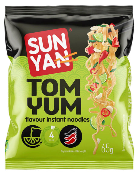 4 SUN YAN TOM YUM Instant Ramen Noodles Snacks Soup 65g 2.3oz