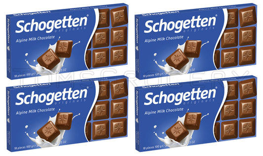 4 SCHOGETTEN Alpine Milk Chocolate Bars German Sweets Candy 100g 3.5oz