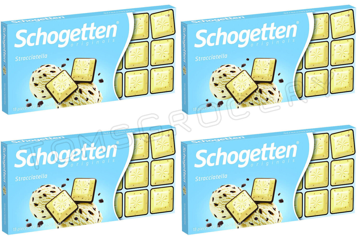 4 SCHOGETTEN Stracciatella Flavor Chocolate Bars German Sweets Candy 100g 3.5oz