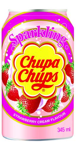 CHUPA CHUPS Strawberry Cream Flavor Sparkling Drink Soda Lemonade 345ml