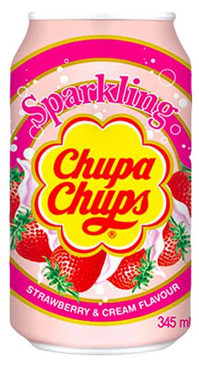 CHUPA CHUPS Strawberry Cream Flavor Sparkling Drink Soda Lemonade 345ml