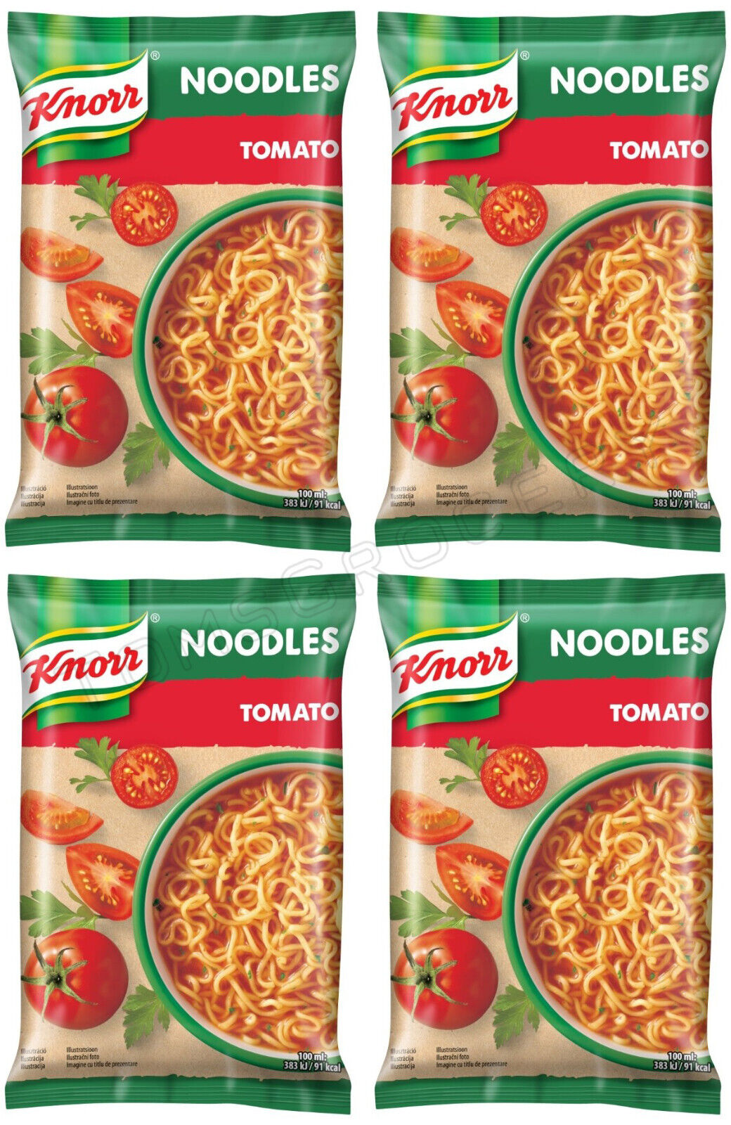 4 KNORR TOMATO Flavor Ramen Instant Noodles Vegetarian European Snacks 65g