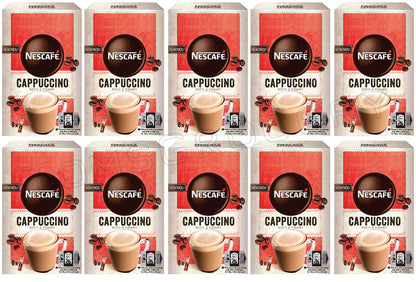 10 NESCAFE CAPPUCCINO Foamy Instant Coffee Drink Boxes 120g 4.2oz (80 servings)