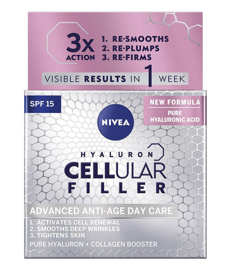 NIVEA HYALURON CELLULAR FILLER Anti Age Face Cream For All Skin Types 50ml