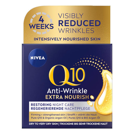 NIVEA Q10 ANTI-WRINKLE EXTRA NOURISH Restoring Night Care Face Cream 50ml