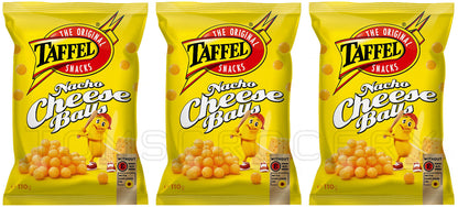3 TAFFEL NACHO CHEESE BALLS European Snacks Chips Puffed Crisps 110g 3.8oz