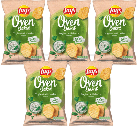 5 LAYS Oven Baked Yoghurt with Herbs Flavor Potato Chips Snacks 110g 3.88oz