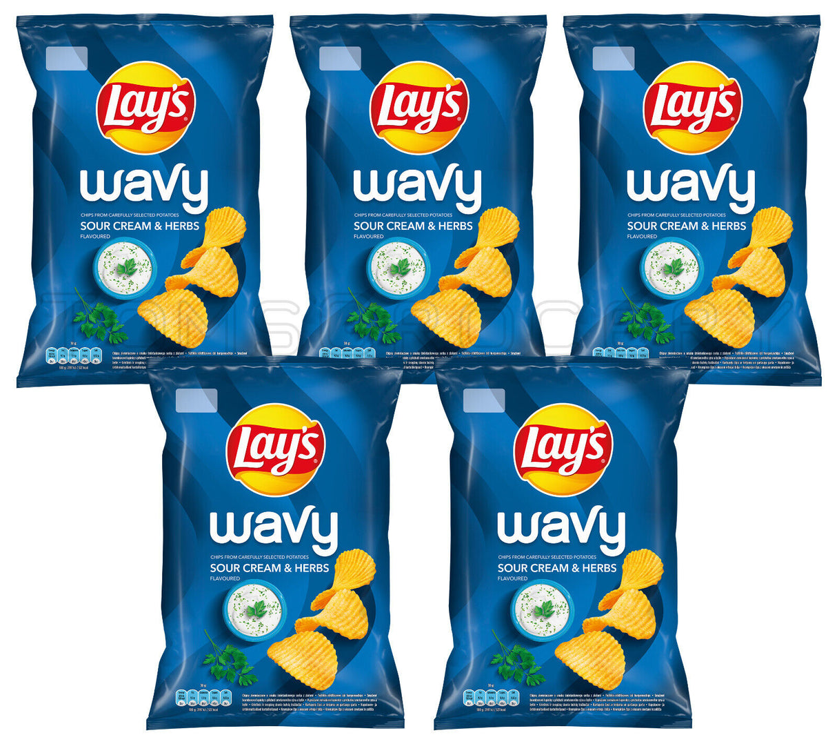 5 LAYS WAVY SOUR CREAM & HERBS Flavor Potato Chips 120g 4.2oz