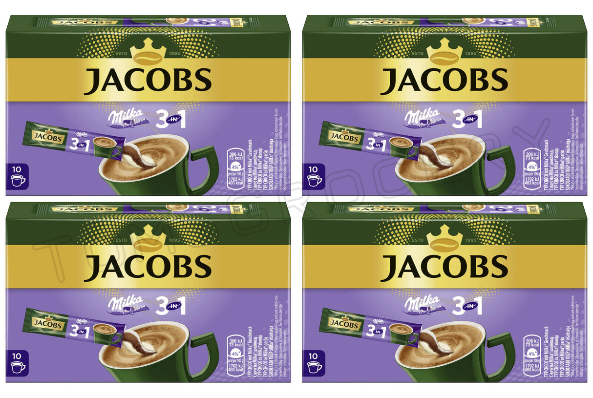 4 JACOBS MILKA CHOCOLATE Flavor 3in1 Instant Coffee 180g 6.3oz