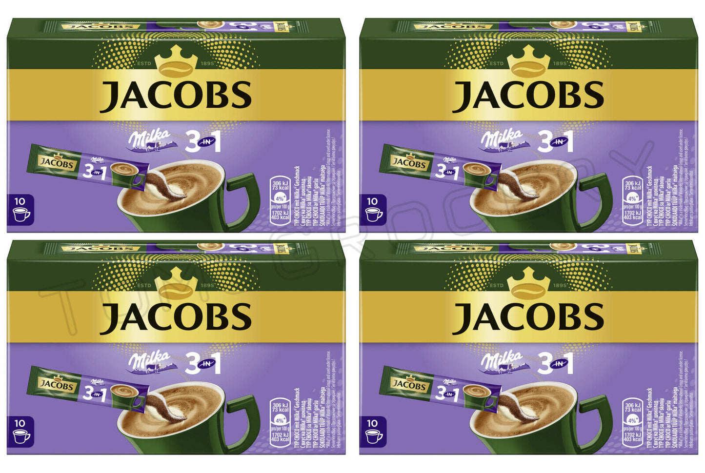 4 JACOBS MILKA CHOCOLATE Flavor 3in1 Instant Cappuccino Coffee Drink 180g 6.3oz