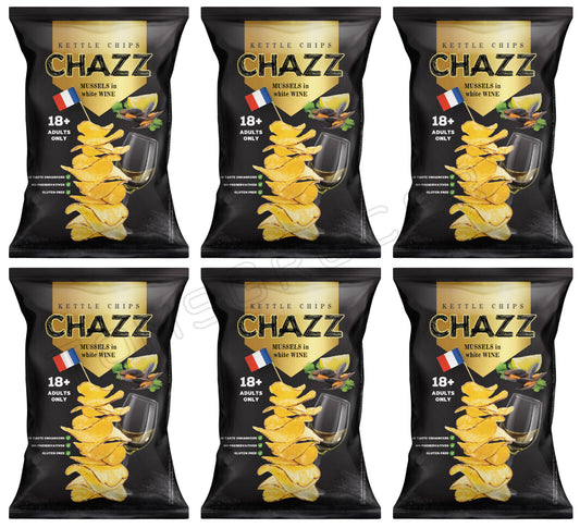 6 CHAZZ MUSSELS & WHITE WINE Flavor Kettle Potato Chips Crisps Snacks 90g 3.1oz