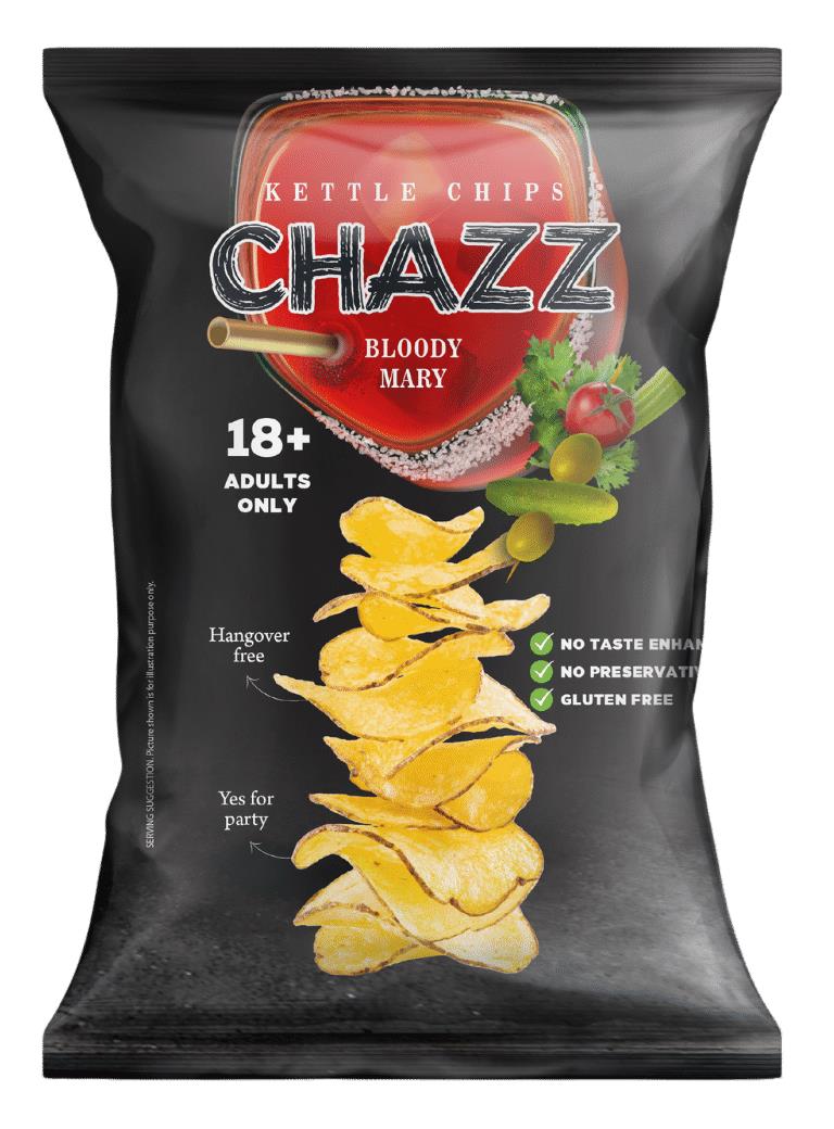 3 CHAZZ BLOODY MARY Flavor Kettle Potato Chips Crisps European Snacks 90g 3.1oz