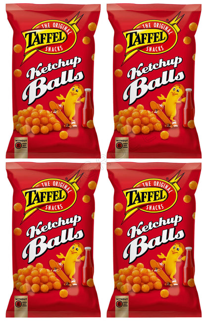 4 TAFFEL KETCHUP BALLS Chips Puffed Crisps European Snacks 165g 5.8oz