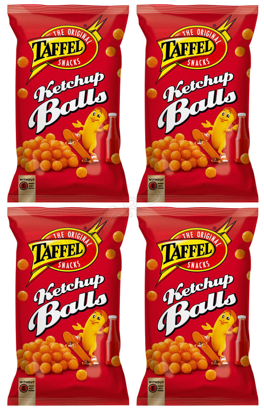 4 TAFFEL KETCHUP BALLS Chips Puffed Crisps European Snacks 165g 5.8oz