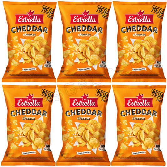 6 ESTRELLA CHEDDAR CHEESE Flavor Potato Chips Crisps European Snacks 250g 8.8oz