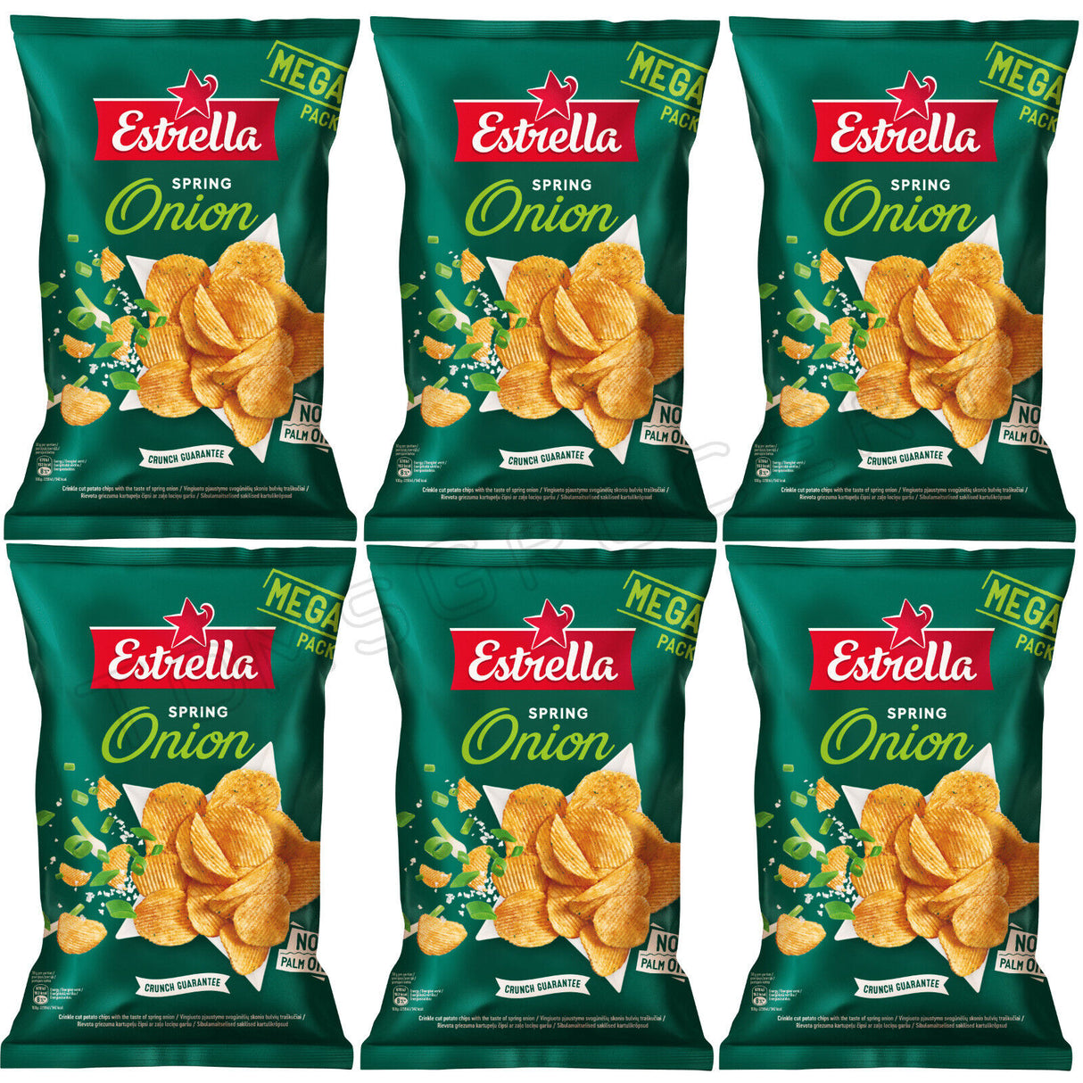 6 ESTRELLA SPRING ONION Flavor Potato Chips Crisps 250g 8.8oz