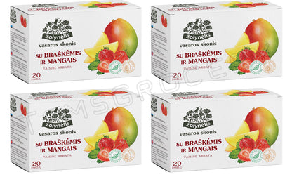 4 NATURAL STRAWBERRY & MANGO Flavor Herbal Infusion Fruit Tea Boxes Zolynelis