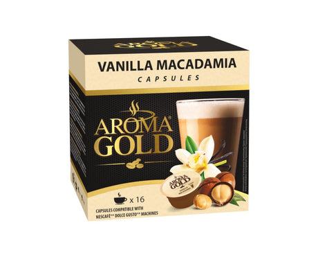 3 AROMA GOLD VANILLA MACADAMIA Flavor Coffee Dolce Gusto Machine Capsules Pods