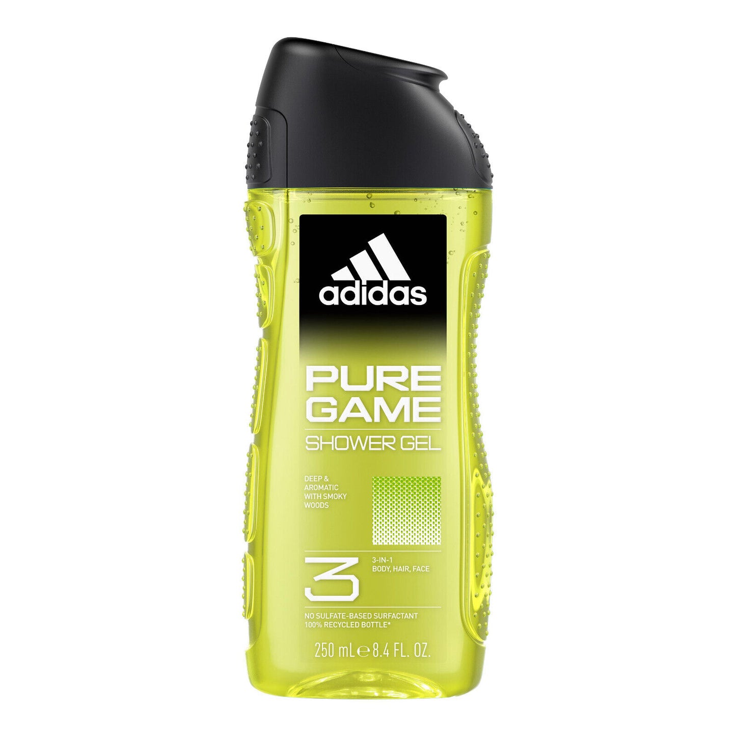 5 ADIDAS PURE GAME 3in1 Aromatic Shower Gel Bottles For Men 250ml