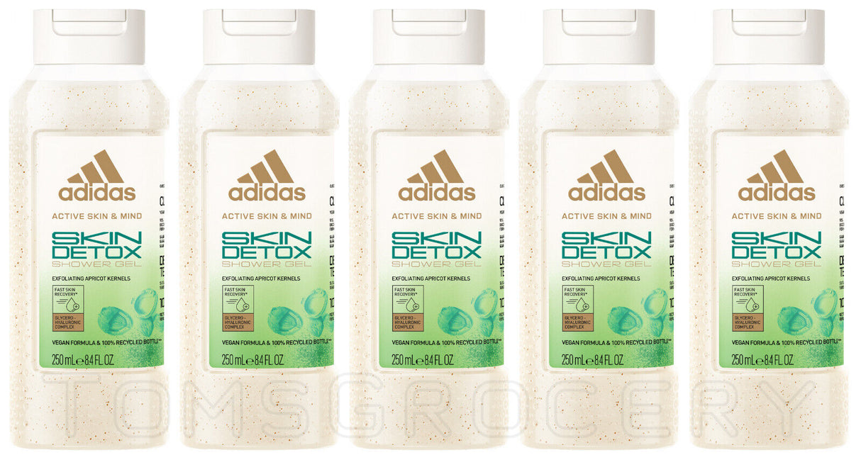 5 ADIDAS SKIN DETOX Exfoliating Apricot Kernels Shower Gel 250ml